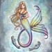 Mermaid and Baby Seals Fine Art Print 9 x 12 Molly Harrison Fantasy Art Watercolor Print