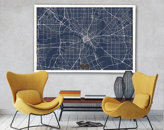 DALLAS Canvas Map Large 60"x40" Stretched Canvas Map Dallas Texas City Map Print Dallas Texas poster map art Jack Travel
