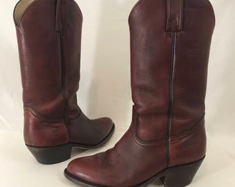 Vintage Frye Oxblood Cowboy Boots Western Mens Size 9