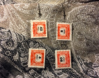 Handmade vintage postage stamp earrings