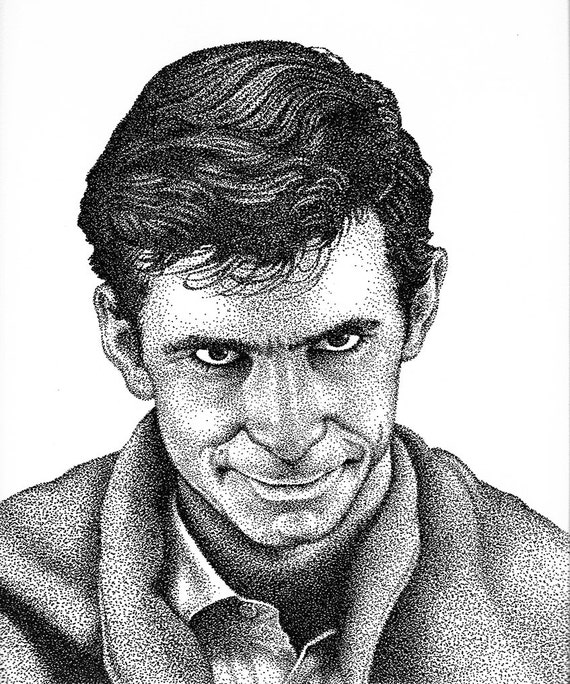 Norman Bates Psycho Drawing Illustration Alfred Hitchcock