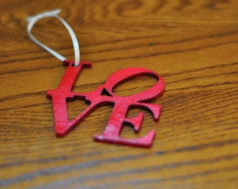Red Painted Philly Love Ornament