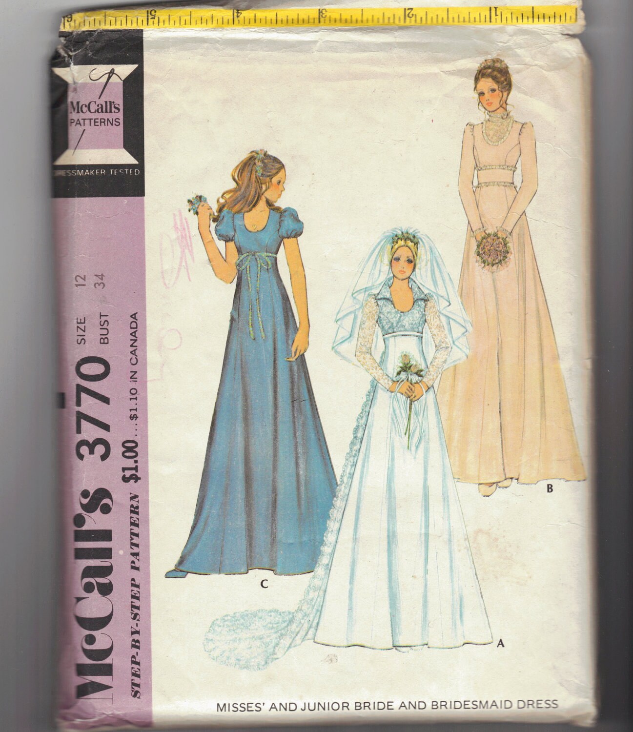 Vintage 70&#39;s Wedding sewing pattern. Bride Boho