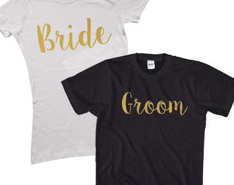 Wedding T-Shirts, Bride Tshirt, Groom Shirt, Married Couples, Cute Wedding Present Gift Christmas Hubby and Wifey Shirts EM154