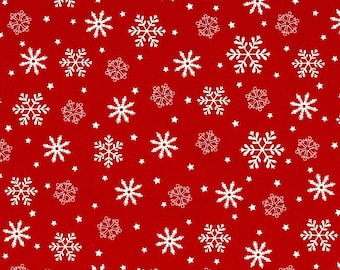 Reindeer Magic Snowflakes on Red from Henry Glass Fabric's Reindeer Magic Collection