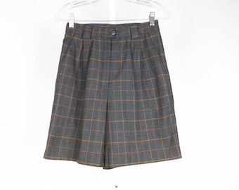Vintage Gray Orange Plaid High Waist Shorts Misses S 8 Tail 80s