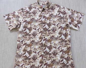 Hawaiian Shirt Men HILO HATTIE Hipster Tie Dyed Tropical Print Aloha Shirt Surfer 100% Cotton Lawn Camp - 2XL Tall - Oahu Lew's Shirt Shack