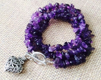 2 in 1 Amethyst bracelet that can be worn as necklace.