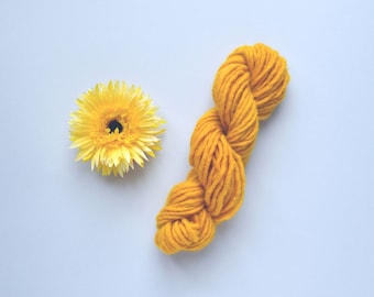 Hand dyed yellow yarn, chunky yellow yarn, yellow wool yarn, naturally dyed yarn, turmeric dyed yarn, naturally dyed wool, weaving yarn