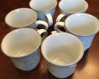 Noritake Woodstock 6 Cups Primastone Gray & Taupe Wild Grasses