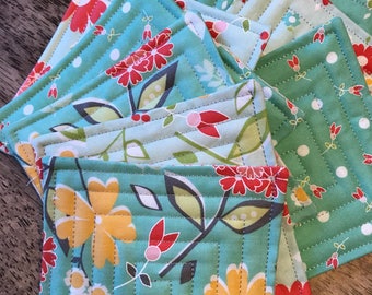Fabric coaster set (10), mug rug, Free Shipping