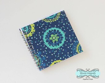 Small Coupon Organizer with 14 Pockets - Pre Printed Labels Included - Navy Blue Mandala