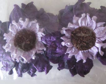 set of 2 crepe paper flowers with back a clip and a magnet