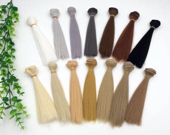 Doll Hair wefts for BJD/SD/Barbie/Monster high/Blythe doll making custom dolls synthetic hair doll wig white grey black yellow blonde brown