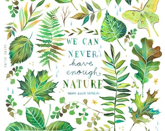 Nature | Thoreau Quote | Outdoorsy Art | Katie Daisy | 8x10 | 11x14