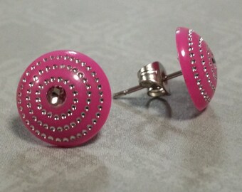 Pink and silver stainless surgical steel posts studs