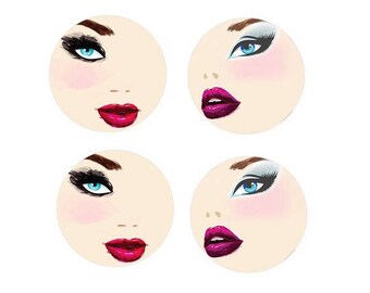 12mm, 2 pairs cabochons woman face