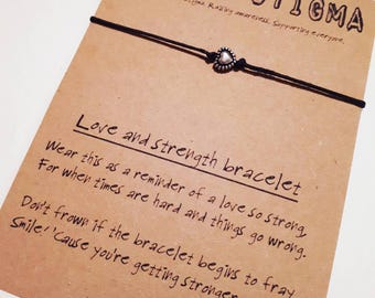 strength wish bracelet, stocking filler, strength jewelry, Friendship bracelet, bff gift, positivity gift, inspirational gift, love bracelet