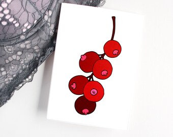 feminist boob card, funny boobs card, nipple card, free the nipple card,boobies card, funny fruit card,feminist postcard,currants card
