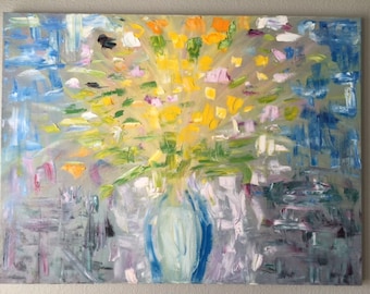 flowers in vase- original oil painting