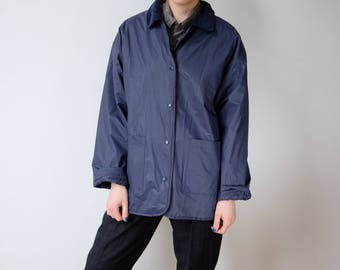 90s reversible jacket rain jacket coat blue quilted S M 36 38 40