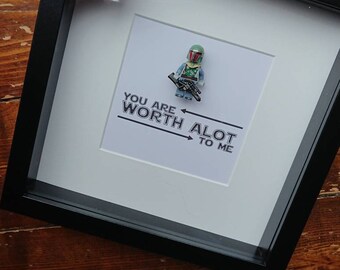 Shadow Box Frame//Star Wars//Boba Fett//Minifigures//Gift//Personalise//Geek//Love//Anniversary//Birthday//Worth alot to me//Fathers Day