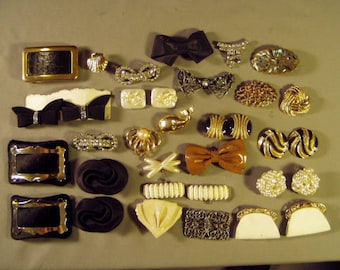 Vintage Lot Shoe Buckles Plastic Dress Clips Ladies Belt Buckles 10 Pairs 9357