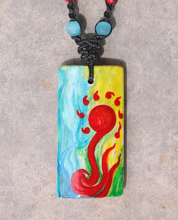 4 Elements Necklace / Earth Water Fire Air Necklace / Bamboo