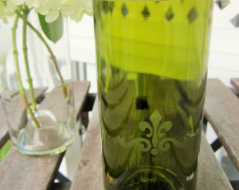 Upcycled Olive Green Wine Bottle Glass