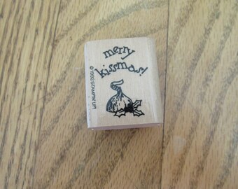 Stamp for Scrapbooking or Card Making- Merry Kissmas! -Rubber Stamp
