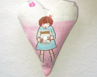 Lavender Heart Sachet in Whimsical Cotton Print