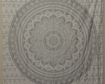 Twin Silver Tapestries Mandala Bohemian Wall Hanging Indian Cotton Throw Hippie Bedding Glittered Floral Tapestry Boho hippie Picnic Blanket