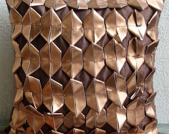 Copper Age - Pillow Sham Covers - 24x24 Inches Silk Pillow Sham Cover with 3D Metallic Leather