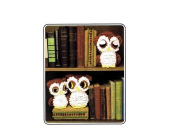SALE Annies Attic Owl Family Bookends Crochet Pattern