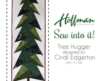 Tree Hugger Quilt Kit in Pine by Cindi Edgerton, Hoffman Fabrics, Holiday Pre-cut Quilt Top Kit