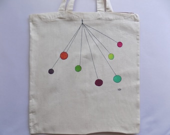 Hand painted cotton tote bag