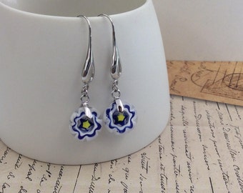Flower Millefiori Earrings - Handmade Fused Glass