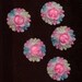 5 Romantic Japan Vintage Plastic Celluloid Roses Cabochons Bouquet Wreaths Cabs Jewelry Findings Hand Painted