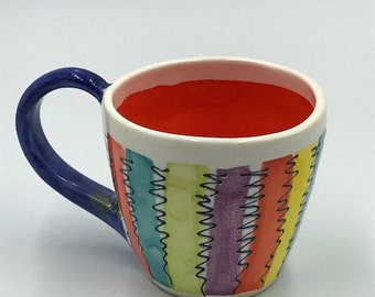 Colorful Coffee/Tea Mug, Handmade, Ceramic, Pottery, Coffee, Tea