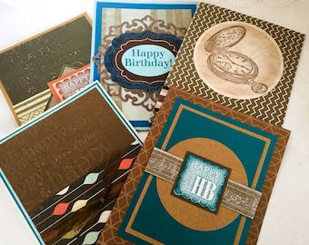 Masculine Birthday cards - pick your card - embossed - brown colors - card for husband - dads birthday - boyfriend - Handmade cards - Wcards