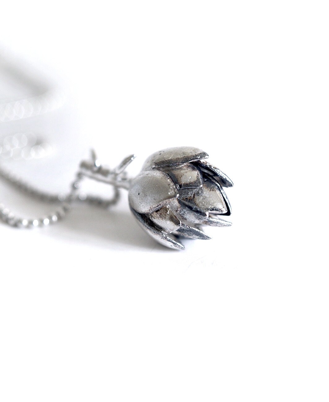 Artichoke Silver Pendant Necklace / Artichoke Charm