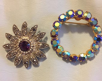 Two rhinestone brooches unsigned M3