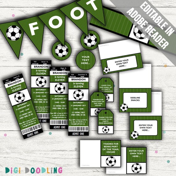 Soccer Party Printables Football Party. Includes Editable