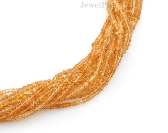 Citrine Rondelle Faceted Semiprecious Gemstone Beads A+ Grade, 3-4 mm, 34 cm Strand