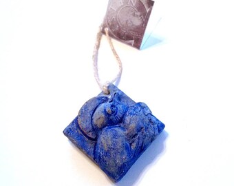 Concrete swallow Christmas ornament, unique ornament, swallow with halo, handmade ornament, tile ornament, bird christmas ornament, blue