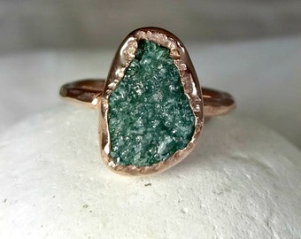 5 carat Diamond Ring, Rose Gold and Blue raw diamond ring, engagement ring, Solid rose gold and rough diamond statement ring