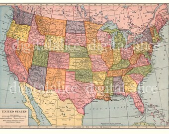 VINTAGE CALIFORNIA MAP 1866 Instant Download Digital