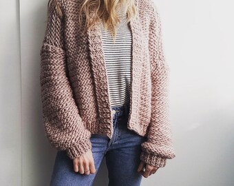 DIY Knitting Kit. Oversized Cardigan Sweater Jumper cardigan. Super Chunky Giant knit kit, Learn to knit, extreme pattern, Knitting kit K018