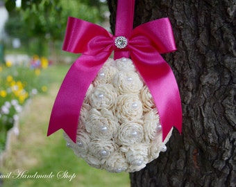 Kissing Ball, Sola Flower Kissing Ball, Fushia Pomander, Flower Girl