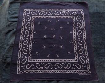 Vintage Indigo Blue Bandana Paisley Handkerchief Guaranteed Fast Color All Cotton #372